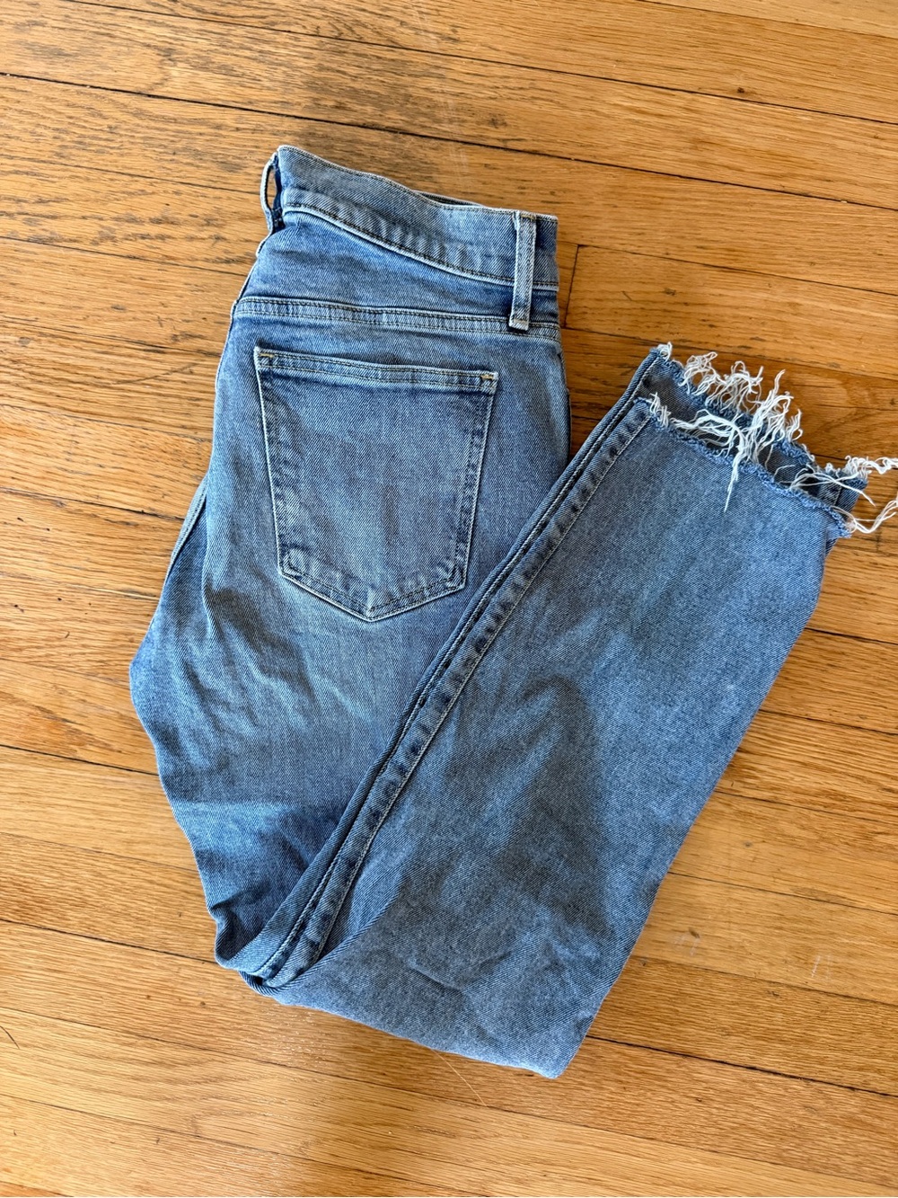 GAP Medium Blue Cropped Jeans with Raw Hem
